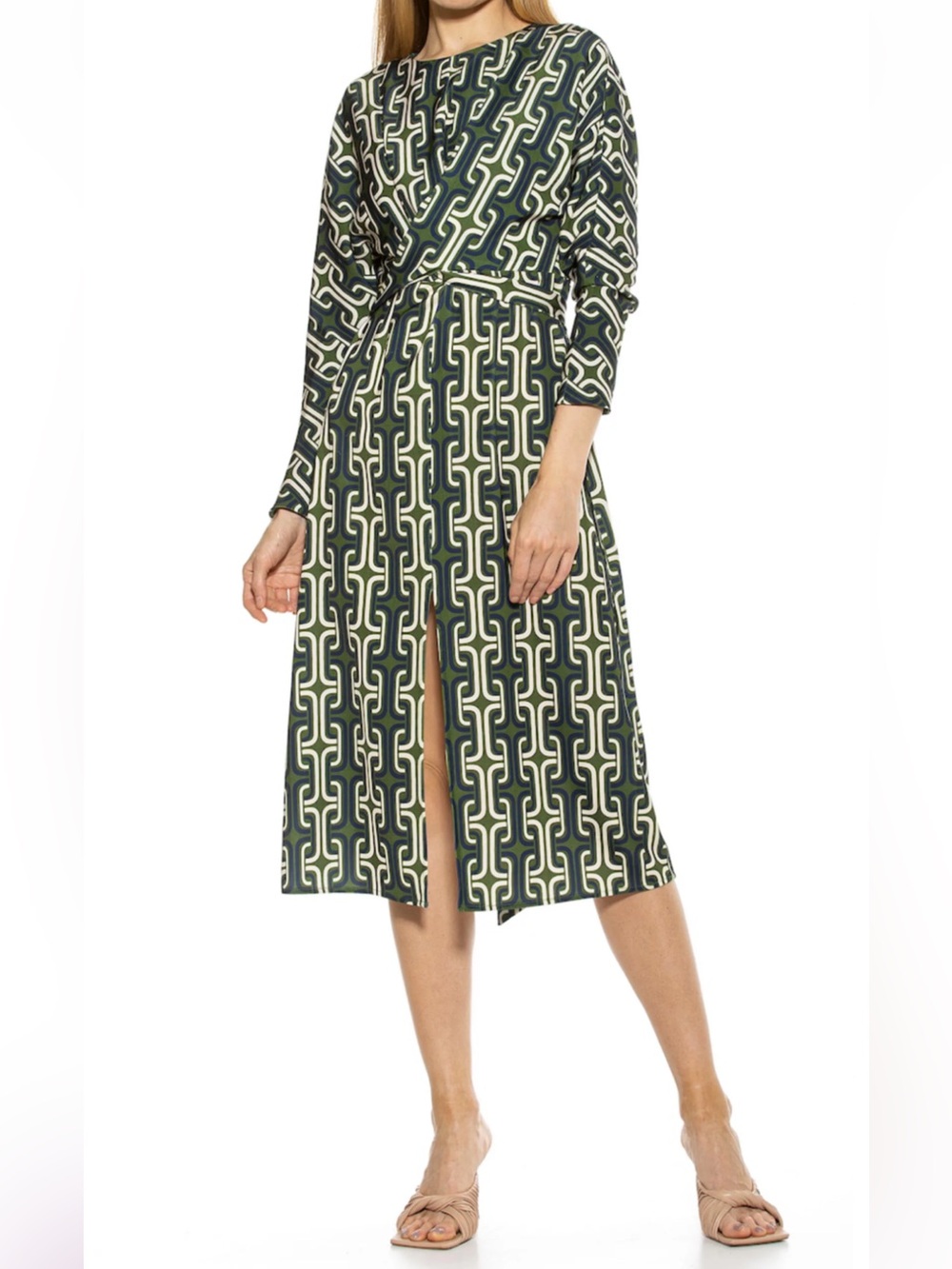 Alexa Admor 6 NWT Geometric Midi Dress with Front Slit NWT